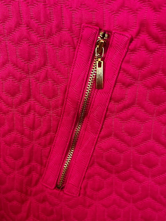Worthington Hot Pink Textured Knit Gold Zipper Sleeveless Sheath Dress Size 16 - Picture 6 of 8